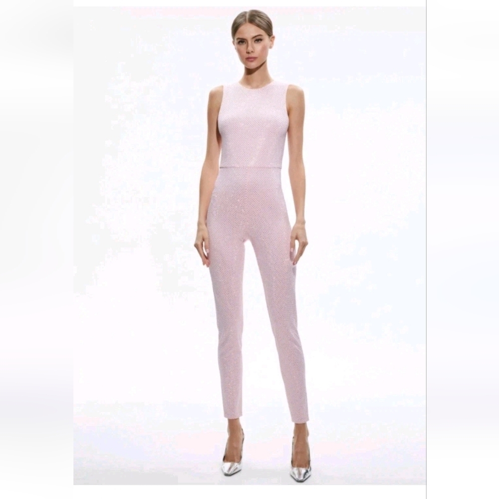 ALICE + OLIVIA FREDDIE CREWNECK EMBELLISHED CATSUIT $595 - Picture 13 of 15